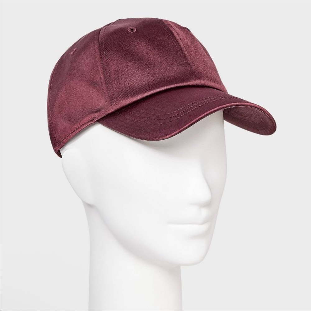 Universal thread Satin Baseball Hat Burgundy Purp… - image 2